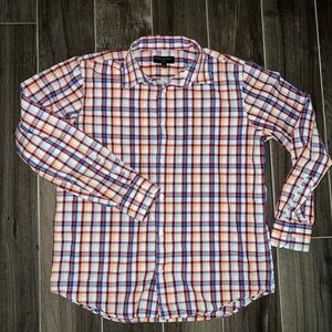 Banana Republic Red and Blue Plaid Button Down Shirt sz Large